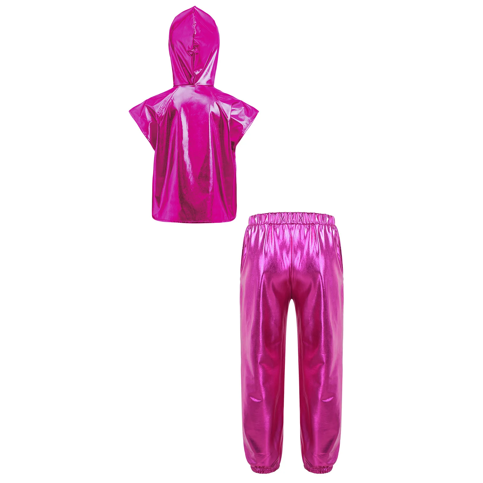 Kids Girls Jazz Dance Outfit 60s 70s Disco Stage Performance Costume One Shoulder Sequin Tassels Crop Top Flares Pants And Hat