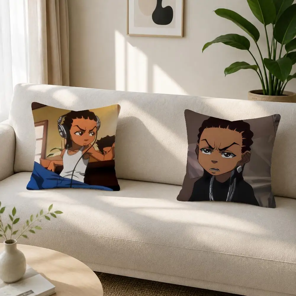 Cartoon The Boondocks Cushion Cover Soft Plush Cushion Covers Fluffy Throw Pillow Cases for Sofa Bedroom Home Decor