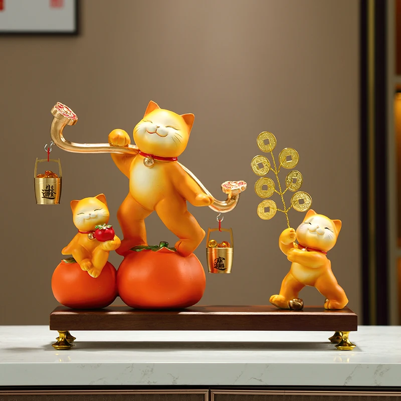 Daily gold lucky cat ornament high-end store checkout page living room decoration opening housewarming gift