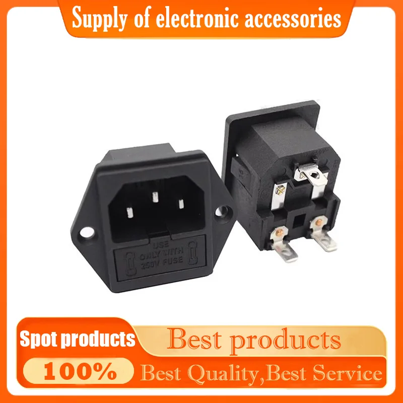 

1PC 2-in-1 with double fuses copper pin pin pin fixed ear cassette power socket AC-02 AC-03 10A250V