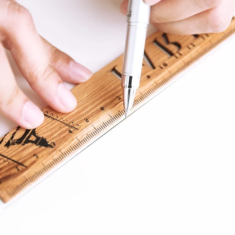 1pcs New York Roma Italy Paris Country Wooden Straight Ruler Measrure Drawing Tool Study Student Stationery