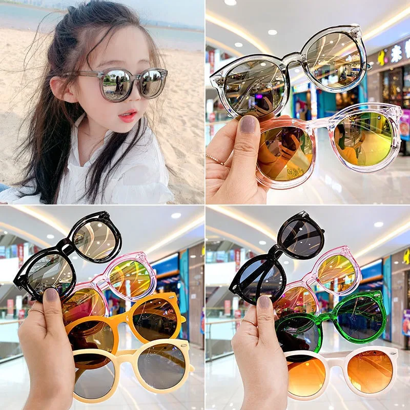 Fashion Round Frame Kids Sunglasses Candy Color Children's Sunglasses Anti-uv Baby Sun-shading Eyeglasses For Girl And Boy