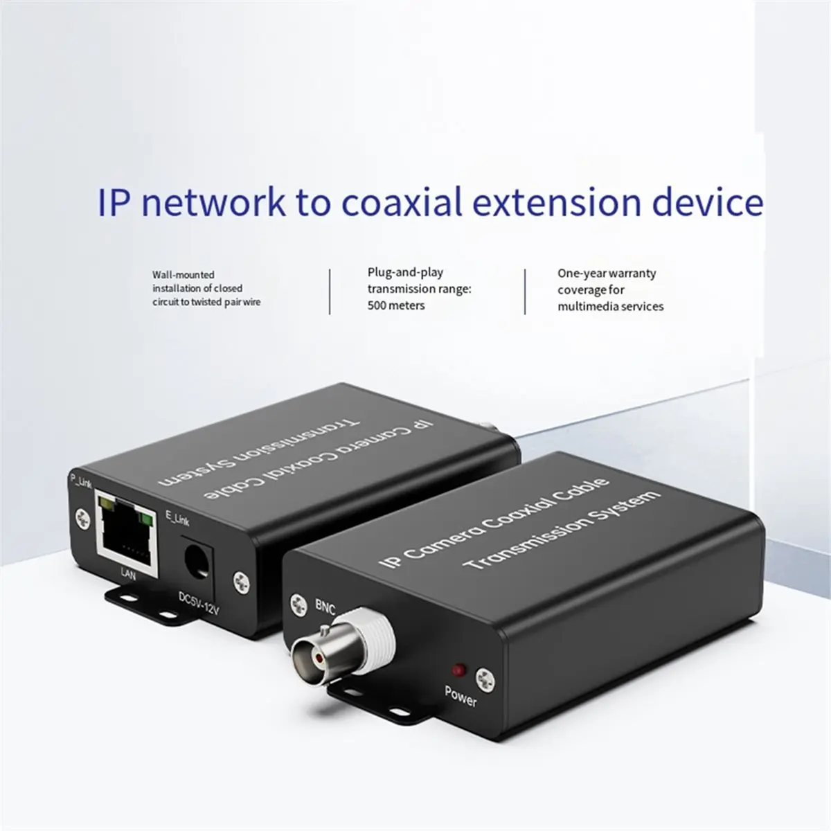 (DT37) IP Network Extender, Coaxial Analog Video Cable to High-Definition Digital Network Cable, and Transmission Converter