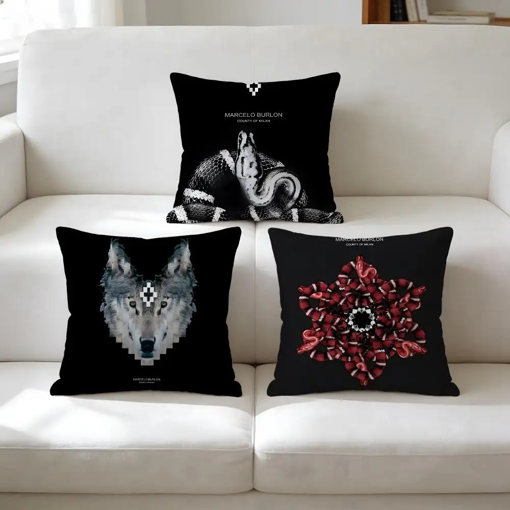 Luxury Logo M-MARCELOs B-BURLONs Cushion Cover Short Plush Pillow Case Wrinkle-Resistant Machine-Washable For Easy Care