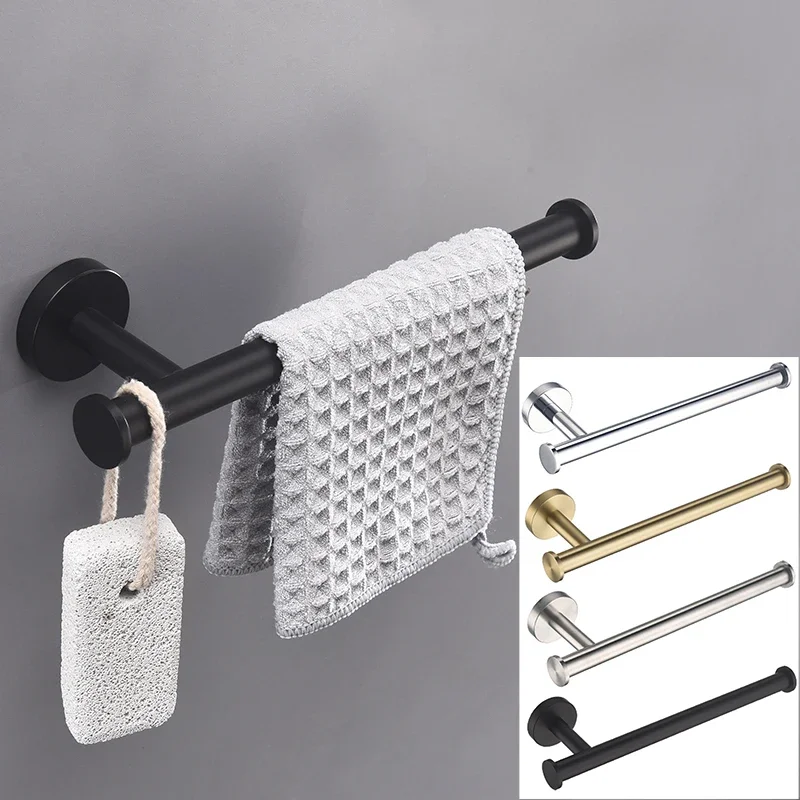 Brushed Gold Towel Rack Wall Mounted 304 Stainless Steel Towel Holder Hanger with Hook Rustproofed Bathroom Hardware Towel Rails