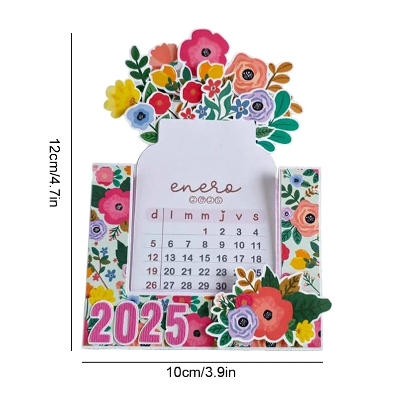 2025 Bloomy Flower Desk Calendar Wooden Card Quality Calendar Supplies Illustrator Desktop Decorate High Calendar