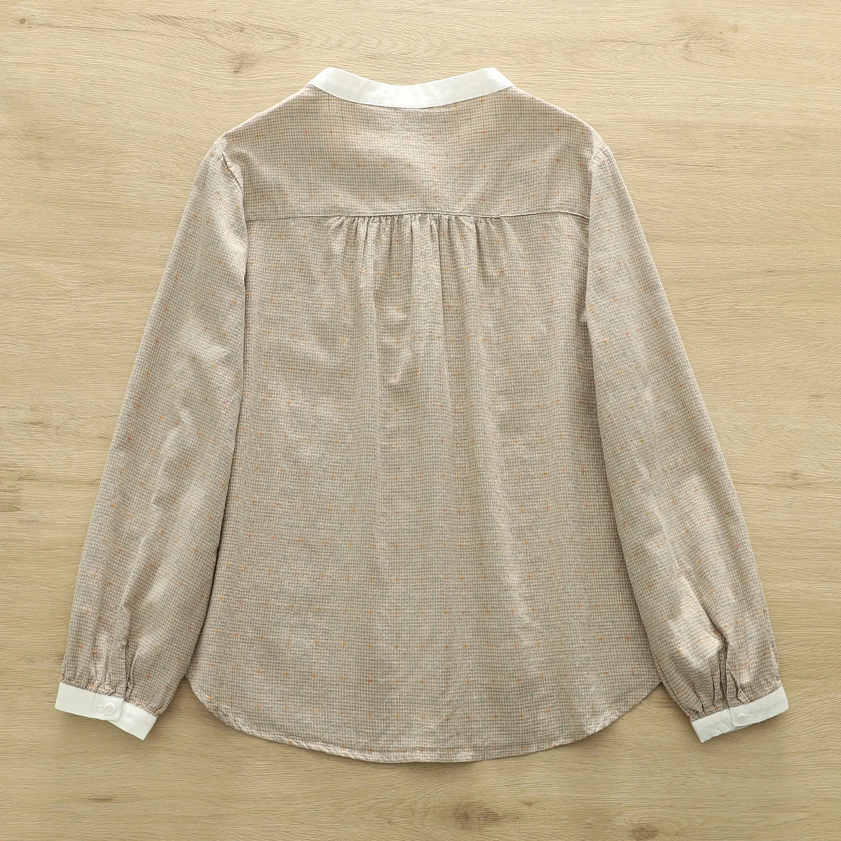 2025 Eleganckie koszule damskie Japońska moda stójka koszule w kratę bluzki z długim rękawem 100% przędza bawełniana koszule damskie w kratę