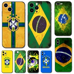 Black tpu case for iphone 14 13 12 11 mini pro MAX 5 5s se 2020 6 6s 7 8 plus x 10 XR XS cover Brazil Brazilian flag