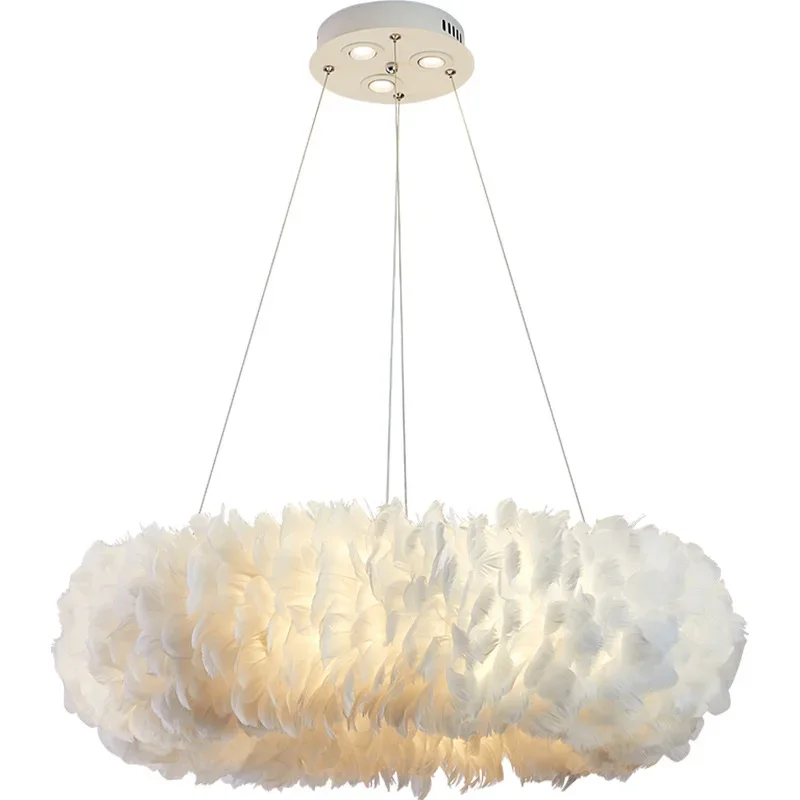 Nordic Led Ceiling Chandelier With Feathers Pendant Lamp For Bedroom Kitchen Dining Room Suspension Hanging Lighting
