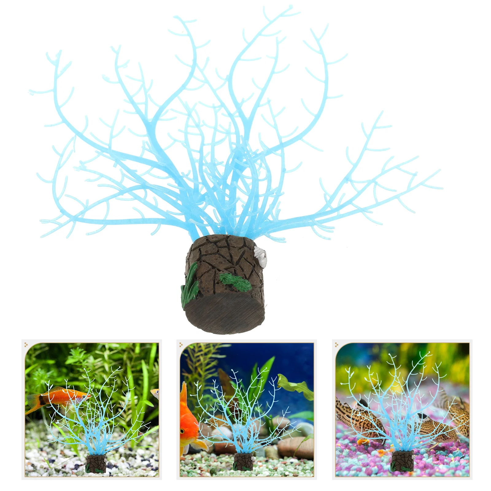 

Glowing Fake Coral Decor Fish Tank Ornament Aquarium Artificial Coral Lifelike Longtime Use Safe Lightweight Tank Plant