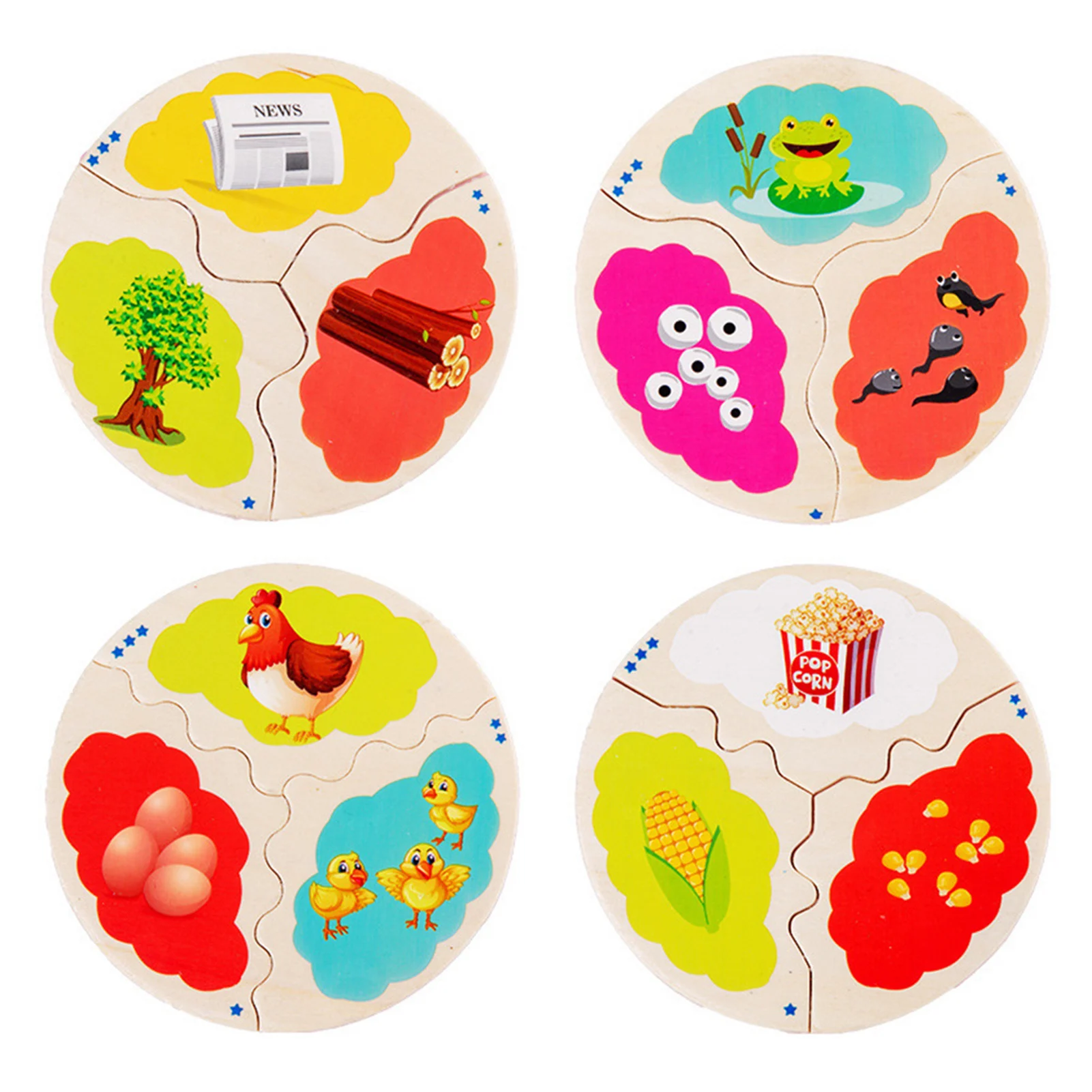 Wooden Matching Game Jigsaw Puzzle Evolutionary Growth Process Early Educational