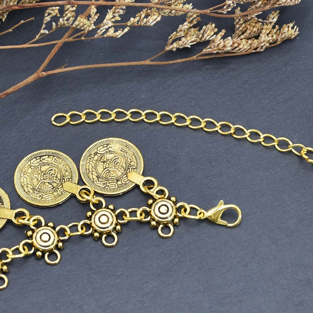 Traditionelle indische afghanische pakistanische ethnische Münzen Quaste Halsband Halskette Vintage goldene Legierung Münzen Kragen Damen Halsschmuck – Detail 24