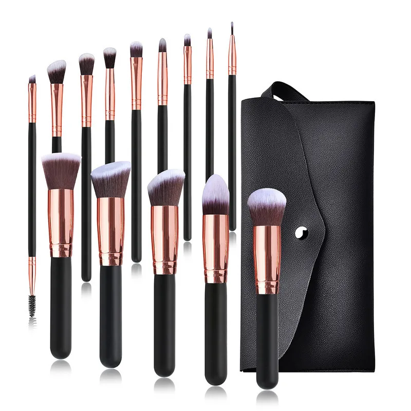 14 pinceaux de maquillage manche en bois, cheveux doux, fard à paupières, ensemble de pinceaux pour Blush, outils de beauté