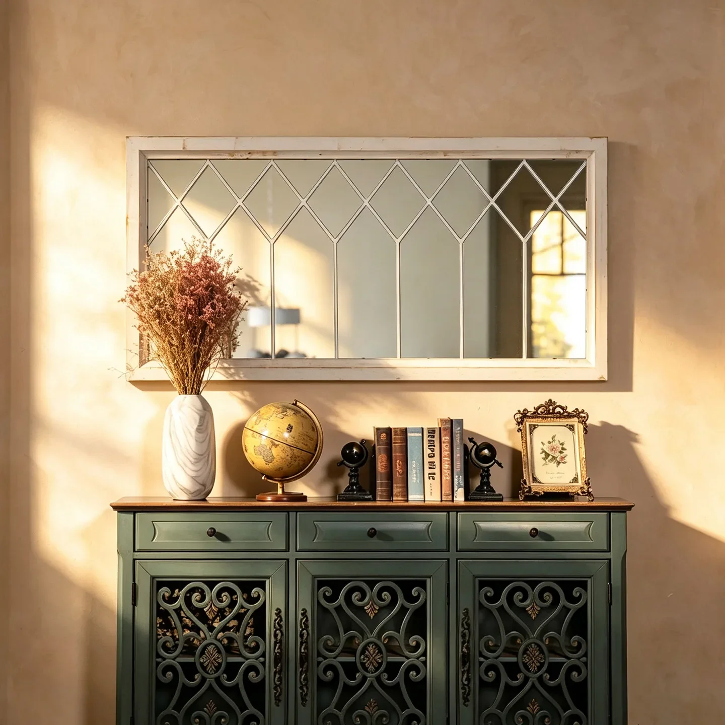 Wall-mounted mirror Rectangle pane hanging mirror Solid wood living room background wall hanging mirror Fake window decorative m
