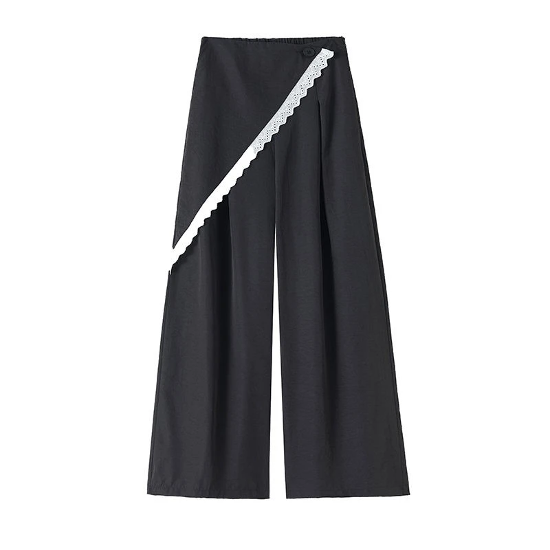 Two-piece Lace Suit Wide-leg Pants 2025 Spring and Summer High Waist Thin Design Temperament Casual Women's Suit Mop Pants