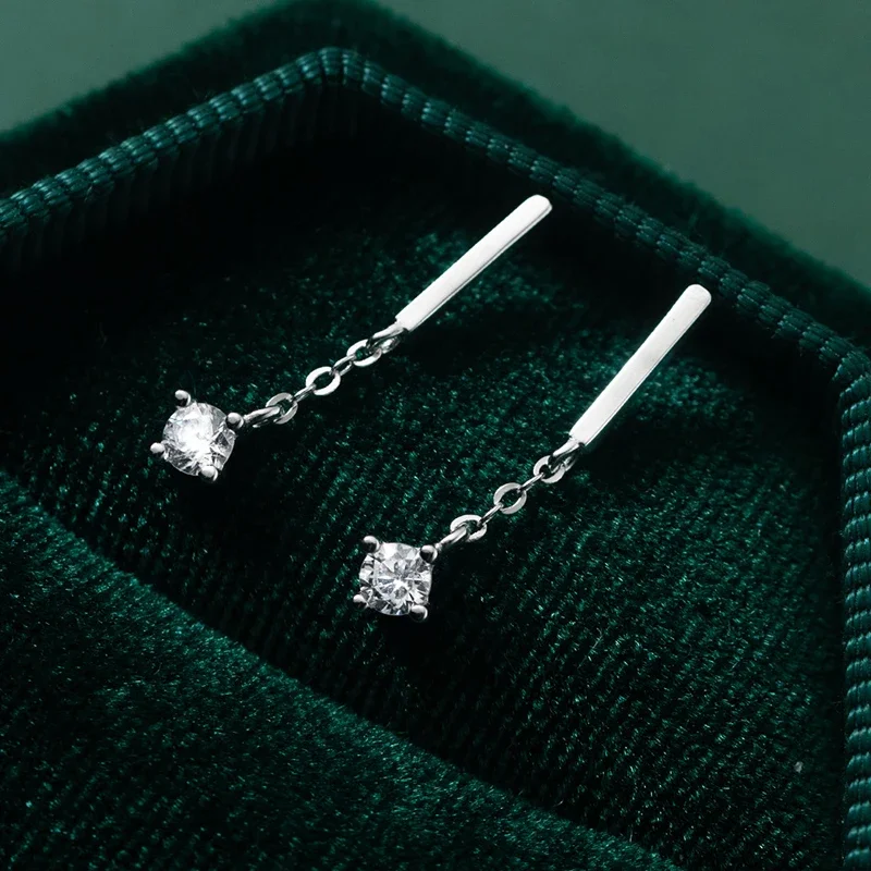 INZATT Plata de Ley 925 auténtica 2CM borla colgante de circón Mini pendientes para mujeres encantadoras accesorios de joyería fina exquisita