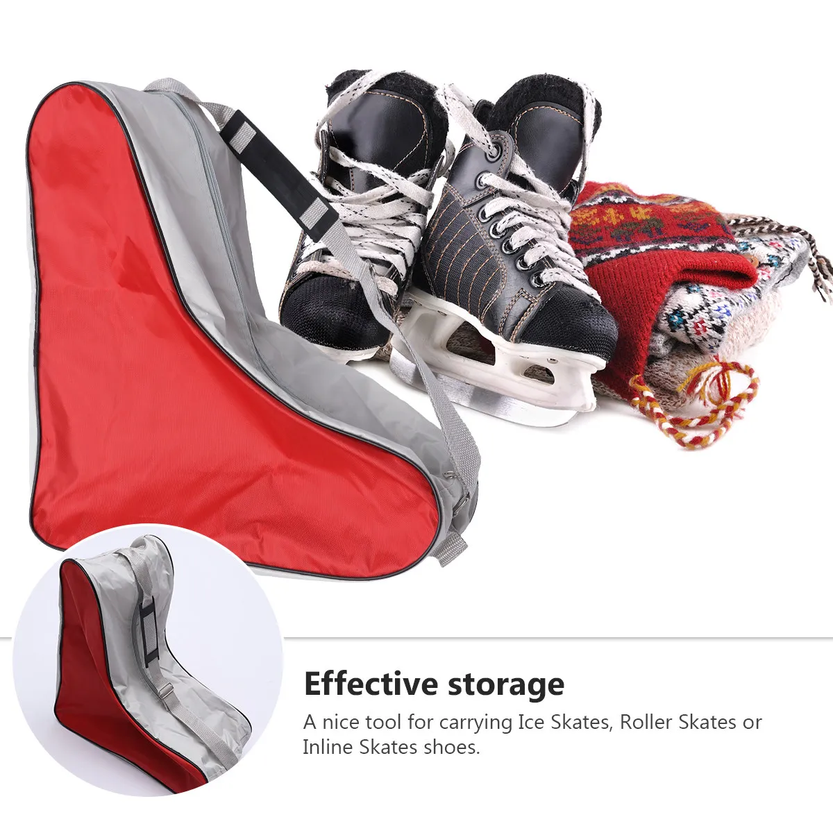 

2Pcs Skating Triangle Bag Large Capacity Heavy Duty Handbag Universal Roller Ice Skates Storage for Sports Tools Balls Sundries