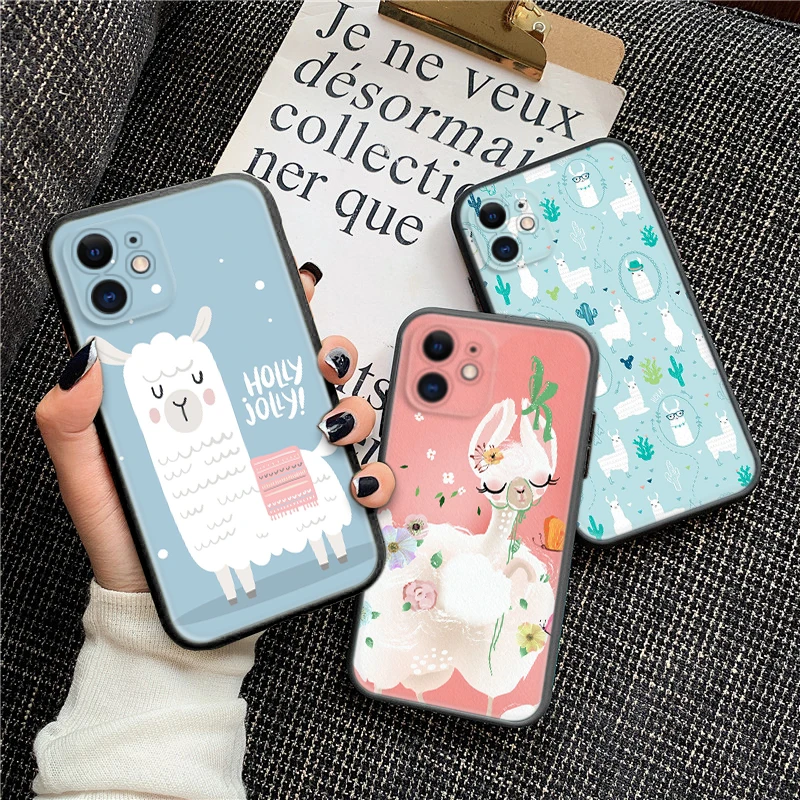 74F Cute Alpaca Llama Soft Case for Redmi Note 11 11S 10 10T 10 Pro Max 10S 9T 9 9S 8 8T 7 Xiaomi Mi 11 11I 12 12X