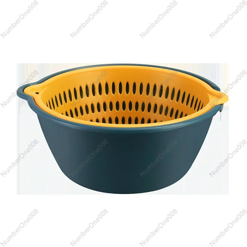 Double-layer thickened drain basket six-piece set vegetable basin multi-purpose kitchen drain basket