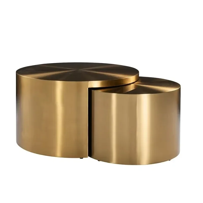 

Wholesale Luxury Gold Stainless Steel Coffee Table 2 Pieces Central Table Home Furnishing Hotel Nesting Table