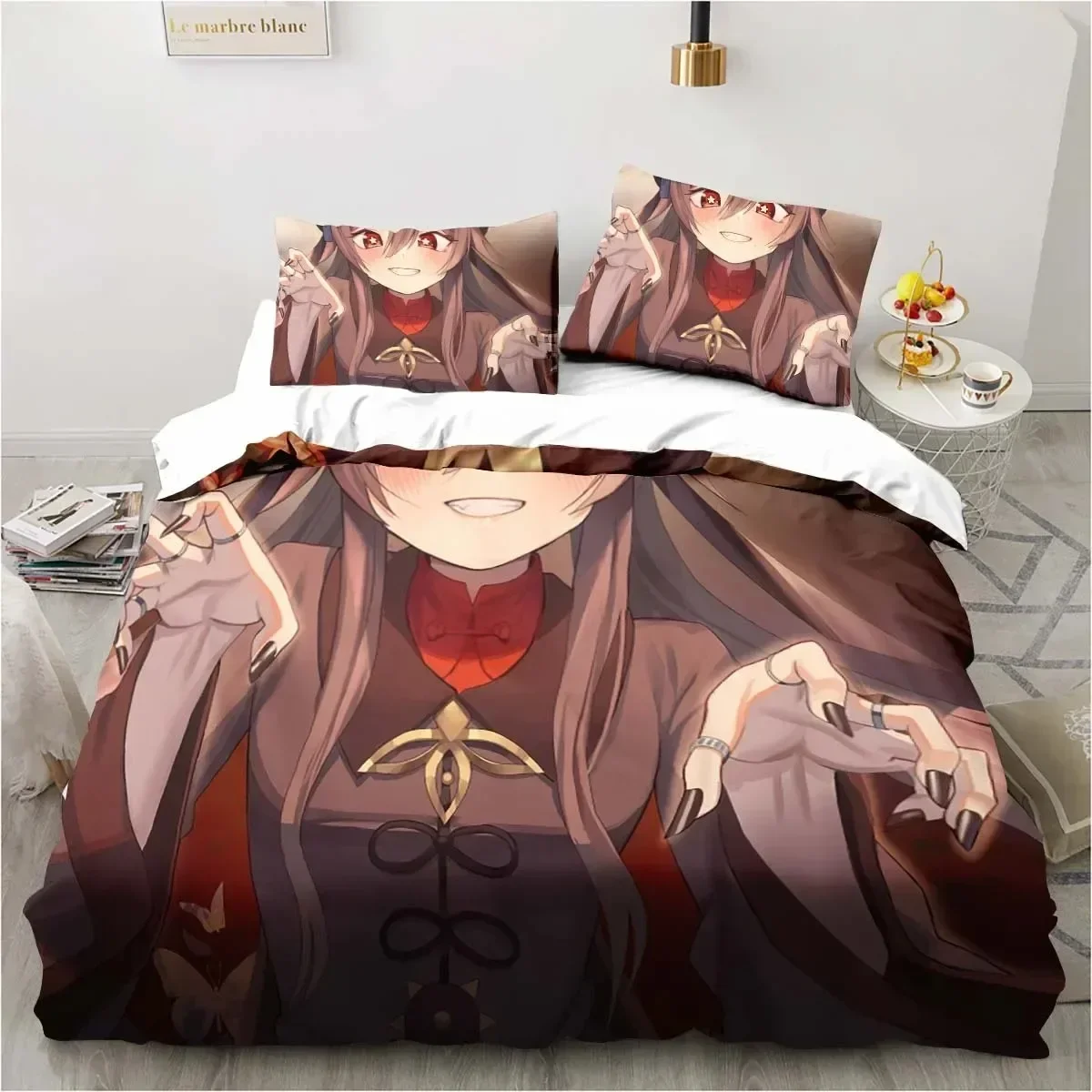 Conjunto de Cama Anime Tokyo Ghoul em Impressão 3D, Tamanhos Solteiro, Casal, Queen e King, Conjunto de Cama Hip Hop Anime para Quarto de Adolescente, Conjuntos de Capa de Edredom
