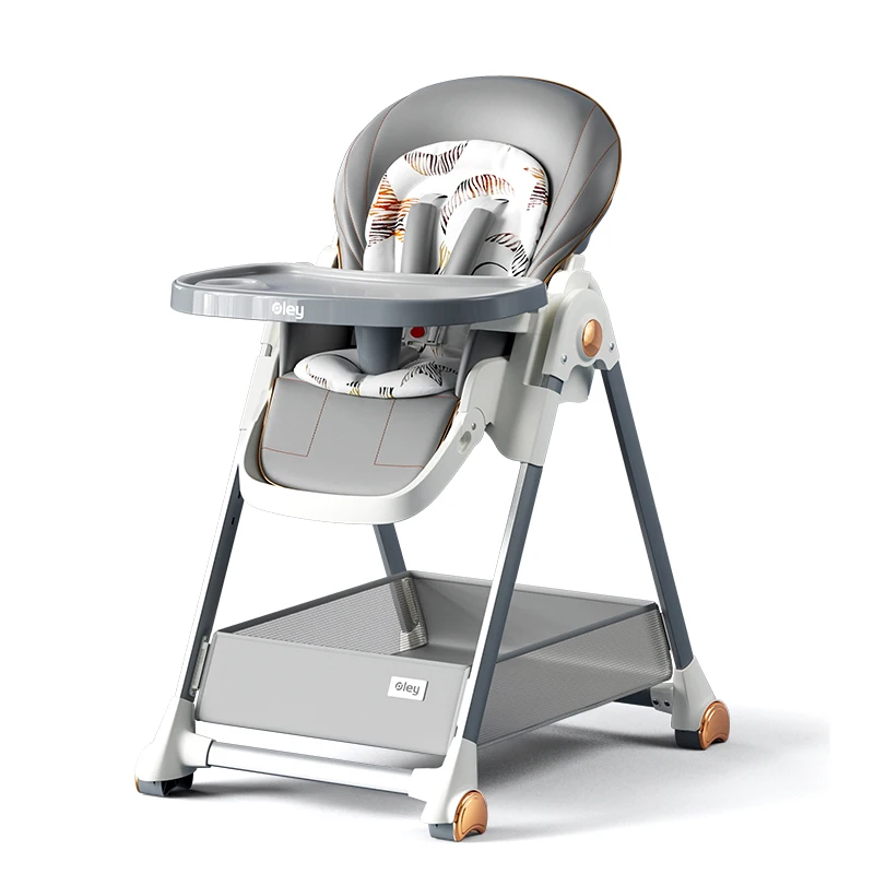 Luxury Baby High Chair with Removable Seat and Tray Adjustable Height Baby Feeding Chair Assembly-free dining chair