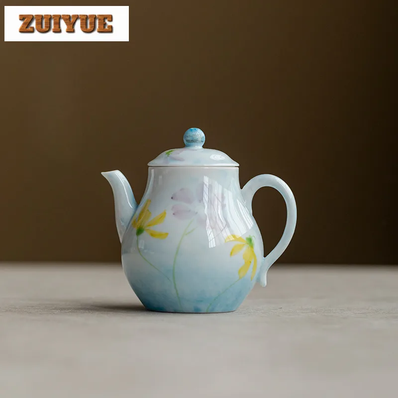 

160ml White Porcelain Hand-painted Gesanghua Teapot Aesthetic Tea Infuser Pot Tea Maker Kettle With Ball Hole Teaset Collection