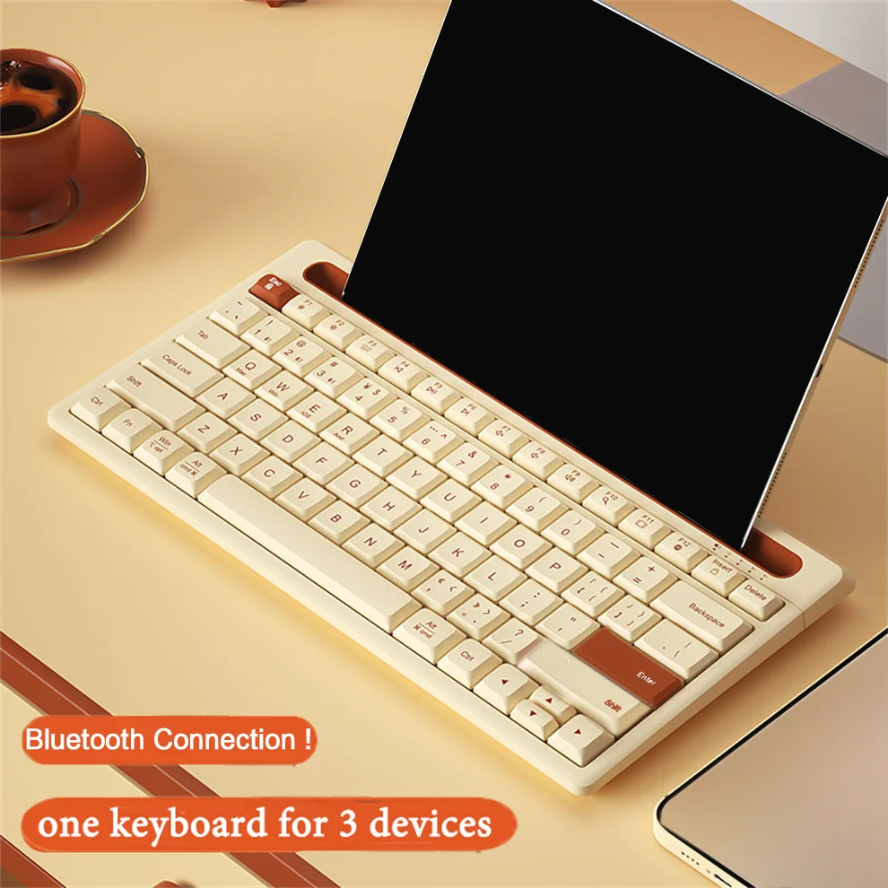 

Ergonomic Bluetooth Wireless Keyboard with Integrated Stand,Portable 79Key Mult-Device Travel Keyboard for PC/Laptop/Tablet