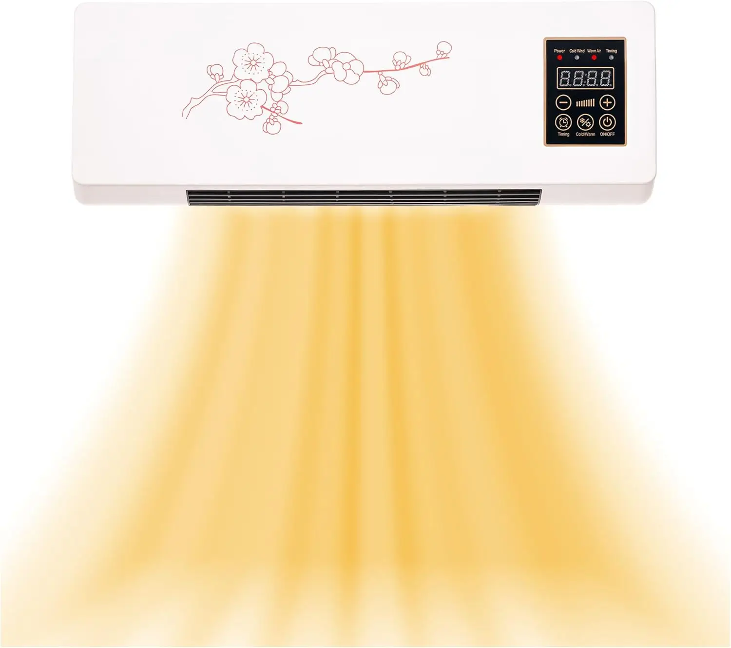 

Wall-Mounted 2-in-1 Heater & Fan with Remote, Adjustable Thermostat for Bedroom