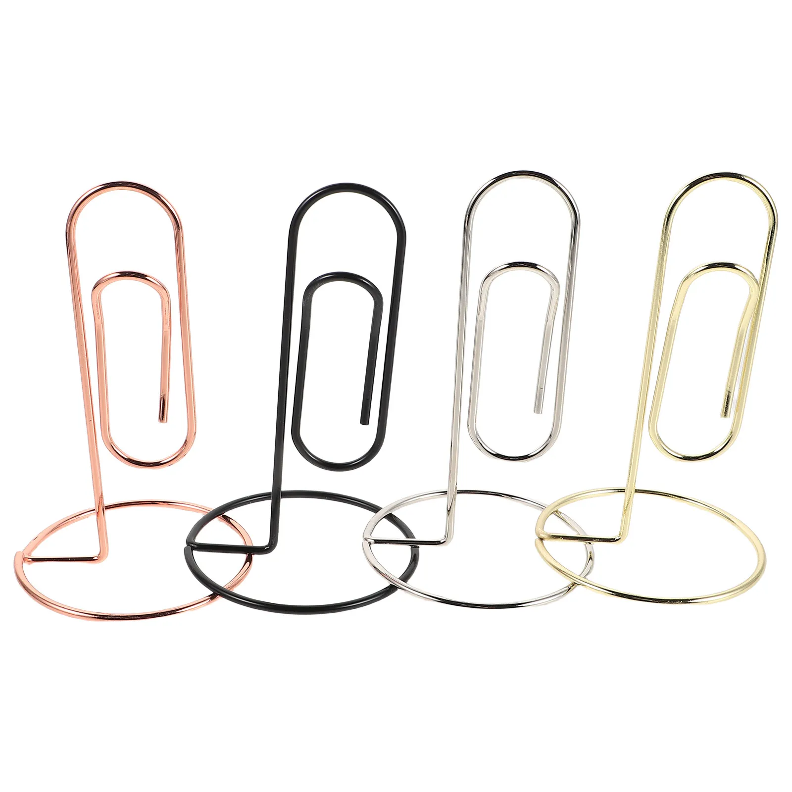 

4Pcs Metal Name Card Holder Slim Elegant Desktop Business Card Clip Office Memo Note Stand Professional Display Holder