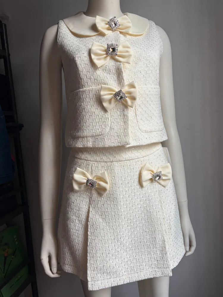 

3pcs/pack Wholesale Drop Shipping Newest High Quality French Fashion Tweed Women 2 Piece Sets