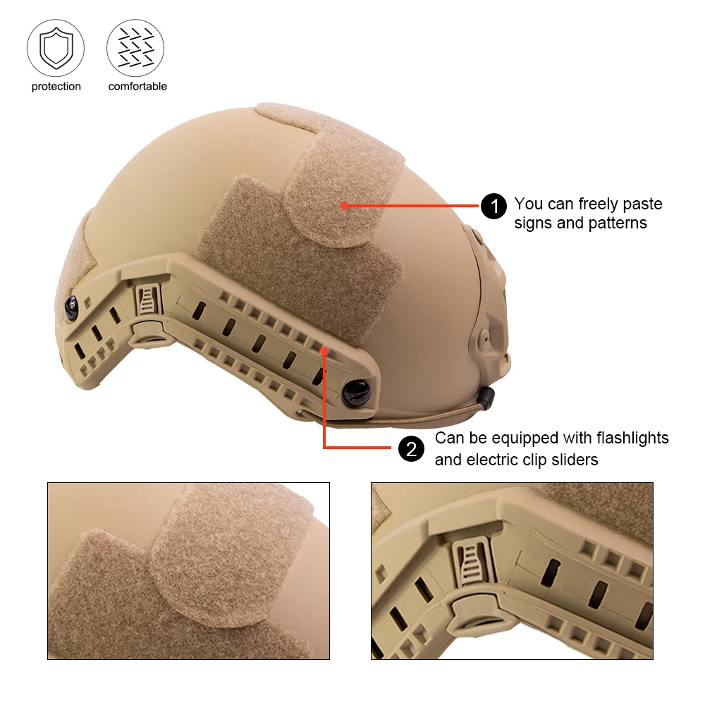 BOOIU Casco táctico Airsoft rápido ABS para exteriores - imagen 2