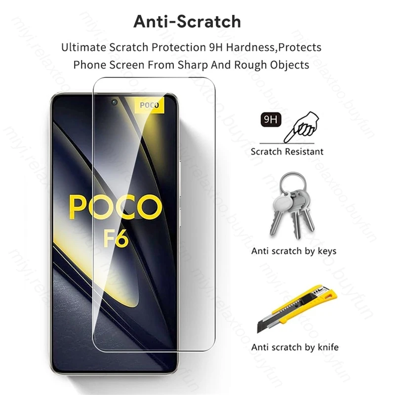 4Pcs 100% Original HD Tempered Glass For Xiaomi Pocophone Poco F6 5G Case 9H Screen Protector On PocoF6 PocoF6Pro F 6 F6Pro 2024