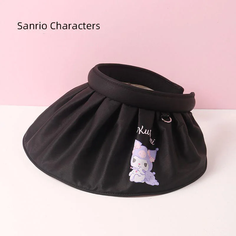 

Kawaii Sanrio Shell Cap Kuromi Accessories Cute Anime Uv Sun Protection Hat Cover Your Face Folding Large Brim Toy for Girl Gift