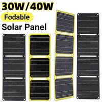 ​30W/40W 5V Portable Battery Phone Charger Type C USB-A DC Output Foldable Cell Phone Charge Panels IP67 Waterproof Solar Panel