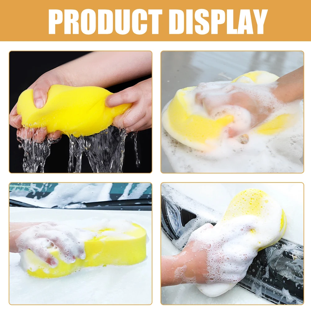 

6pcs Car Washing Sponges Cleaning Sponge Large Soft Auto Durable Household Multi-Functional Gentle Paint Protection Bright
