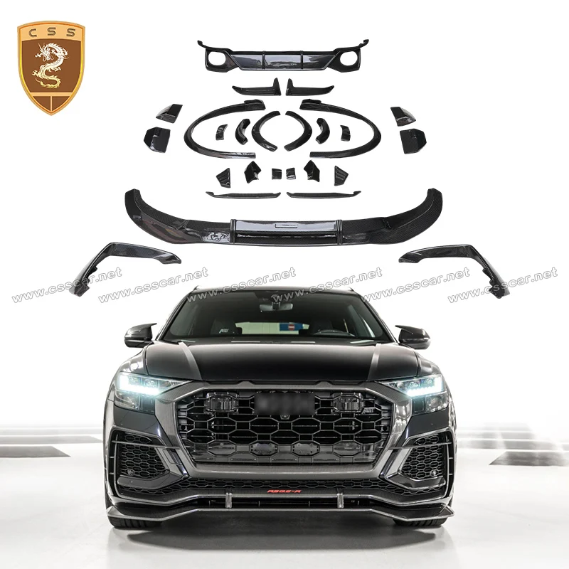 Für Audi RSQ8 AB-T Design Auto Bodykits Dry Carbon Vorne Hinten Diffusor Kotflügel Rad Arch Mesh Grill Nebel Licht Borte top Schwanz Flügel