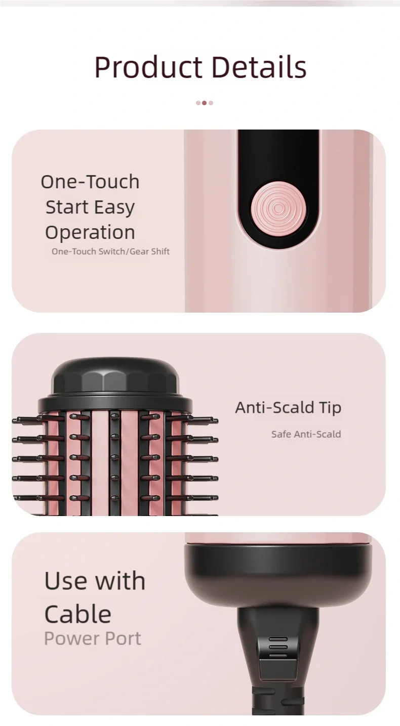 TINSOL Negativ-Ionen-Heißluftbürste Professionelles Styling-Tool Multifunktionale Beheizte Locken- und Glättungsbürste – Detail 14