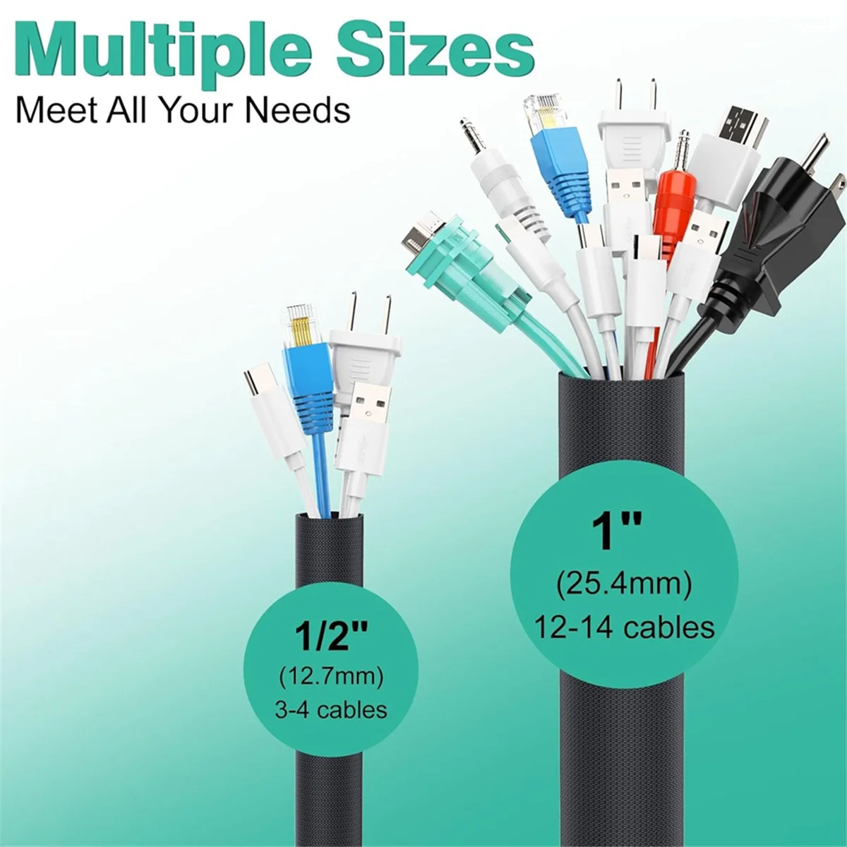 AT77 Dog and Cat Cord Protector 10ft ,Cable Sleeve for Easy Cord Management, Protects Cables From Pets Chewing 1/2inch