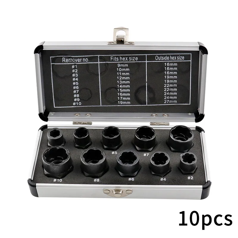Nut Bolt Screw Incomplete Sliding Tooth Extractor Hexagonal Broken Thread Socket Removal Tool Set