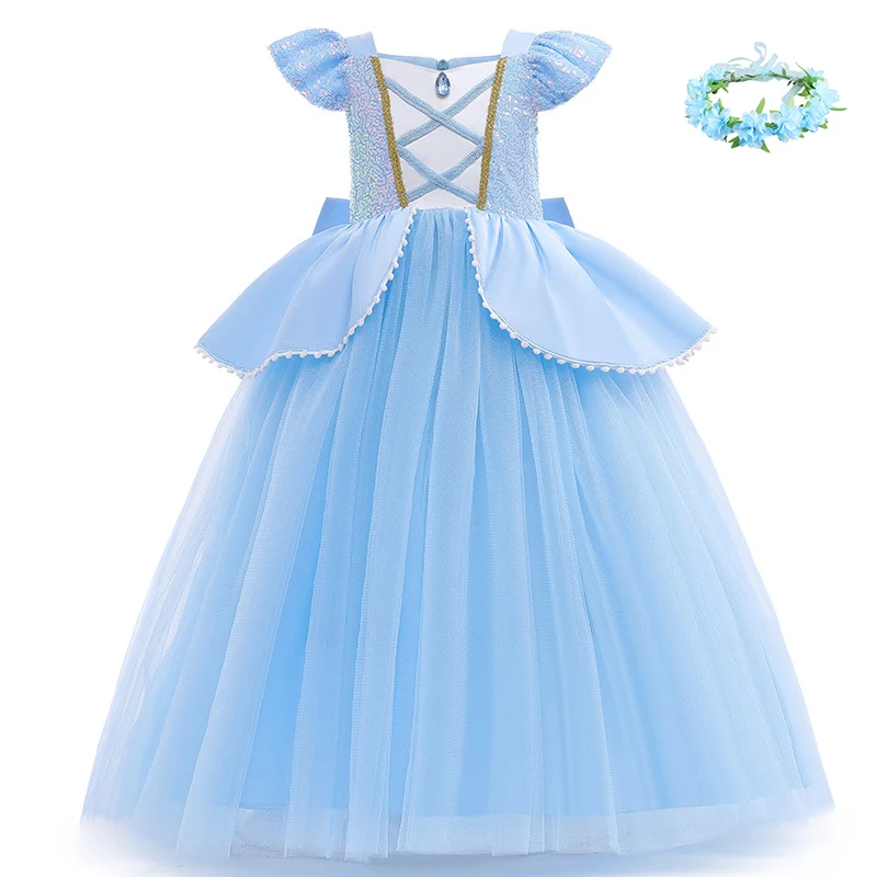 2-10Y Assepoester Jurk Prinses Cosplay Kostuum voor Meisjes Fancy Dress Up 2025, Kids Christmas Birthday Party Outfit met Handschoenen