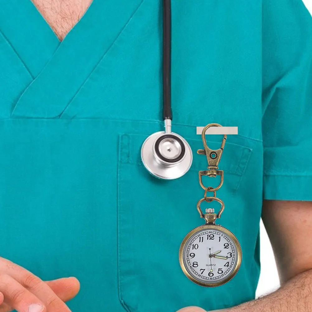 

Nurse Watch Zinc Alloy Durable Precise Time Big Numbers Keychain Portable Buckle Pocket Watches Vintage Ladies