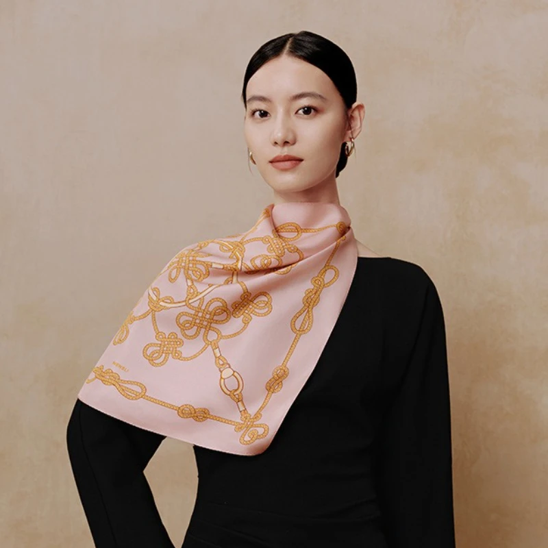 

Wensli 2025 Новое поступление шелковый шарф шелковый шелковый двусторонний принт маленький квадратный шарф элегантность