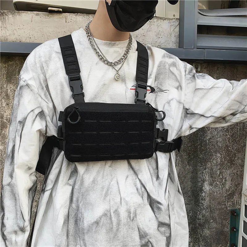 Unisex Tactical Chest Rig Bag Hip Hop Streetwear Bag Functional Waist Pack Adjustable Crossbody Chest Bag outdoors Vest backpack