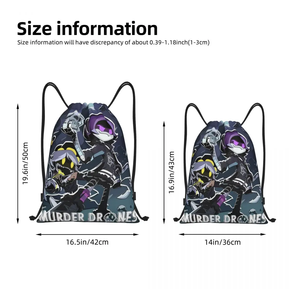 Murder Drones Anime Drawstring Bags Sports Backpack Gym Sackpack N and Uzi String Bags for Exercise