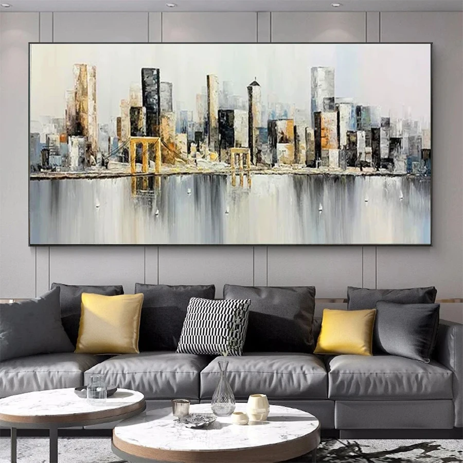 DIY Diamond Painting Modern Abstract Art New York City Architecture Bridge Landscape Diamond Mosaic Full Drill Embroidery Art