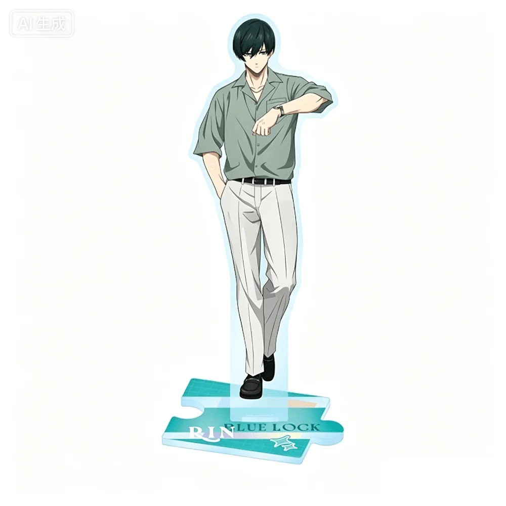 Blue Lock Itoshi Rin 15cm Acrylic Stand Keychain Casual Anime Figure Desk Decor Collectible Gift for Manga Fans and Anime Lovers