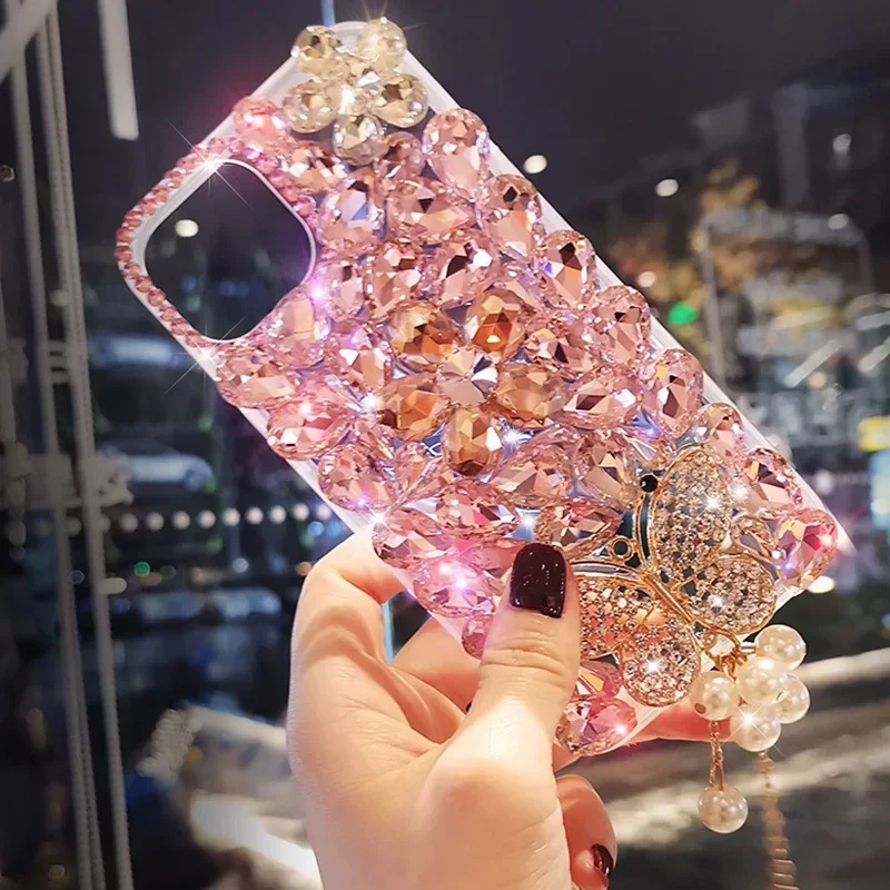 Jewelled Crystal Diamonds Stones Stand Soft Back Case Cover for Xiaomi 13 14 POCO X3 X4 X5 F4 F5 PRO M4 M5 M6, Luxury Phone Case