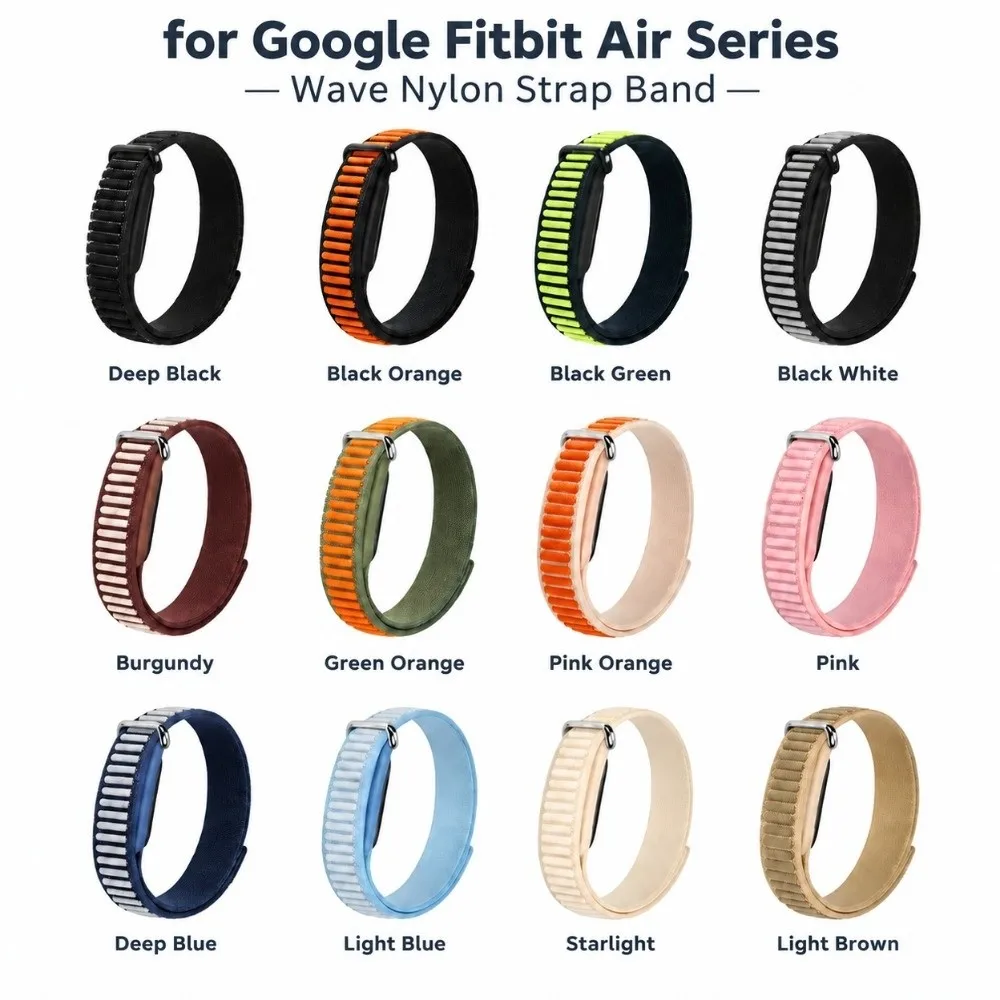 Soft Nylon Strap Adjustable Breathable Fitness Tracker Wristband Comfortable Watch Straps for Google Fitbit Air for Men Women
