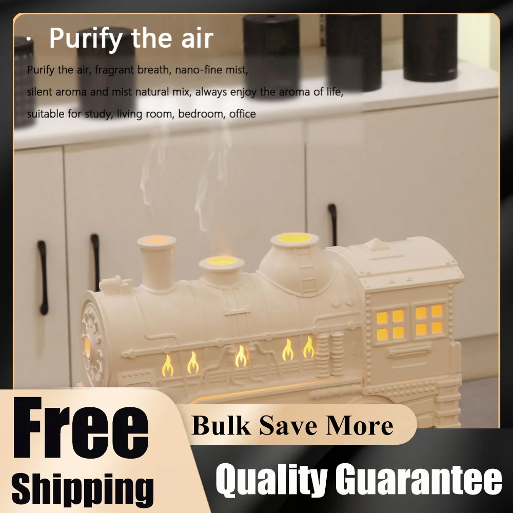300ml Mini Train Shape Humidifier with Light Portable Mini Humidifier Remote Control Essential Oil Diffuser for Home Office